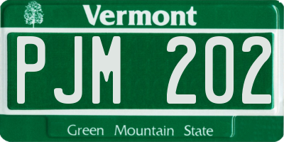 VT license plate PJM202