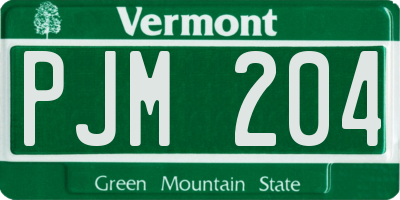 VT license plate PJM204