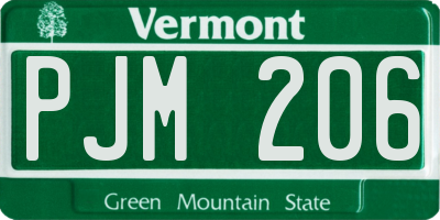 VT license plate PJM206