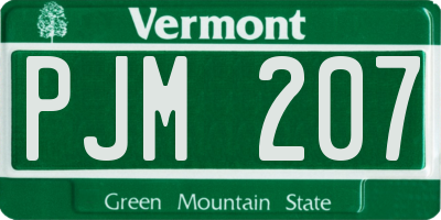 VT license plate PJM207