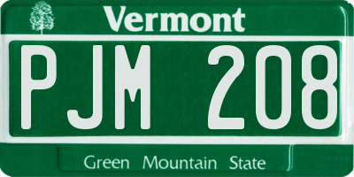 VT license plate PJM208
