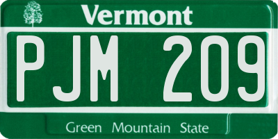 VT license plate PJM209