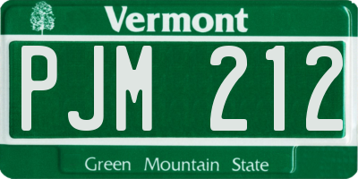 VT license plate PJM212