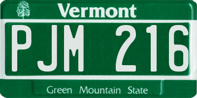 VT license plate PJM216