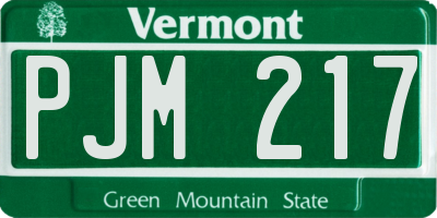 VT license plate PJM217