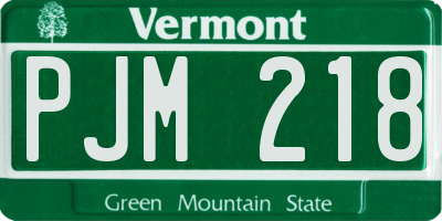 VT license plate PJM218