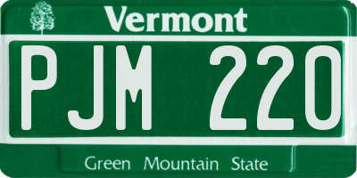 VT license plate PJM220