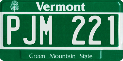 VT license plate PJM221