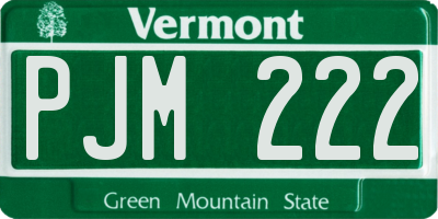 VT license plate PJM222