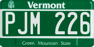 VT license plate PJM226