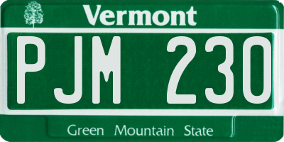 VT license plate PJM230