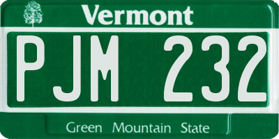 VT license plate PJM232