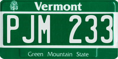 VT license plate PJM233