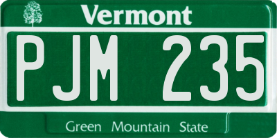 VT license plate PJM235