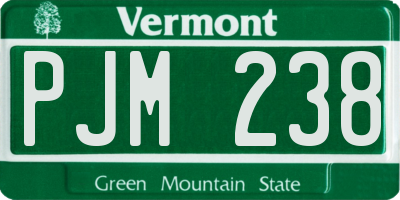 VT license plate PJM238