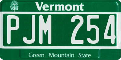 VT license plate PJM254