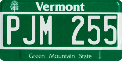VT license plate PJM255