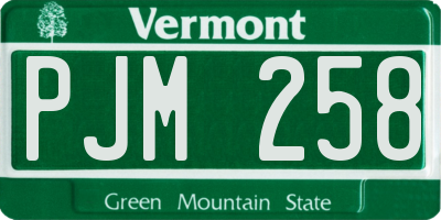 VT license plate PJM258