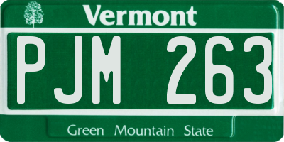 VT license plate PJM263