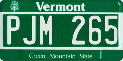 VT license plate PJM265