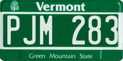VT license plate PJM283