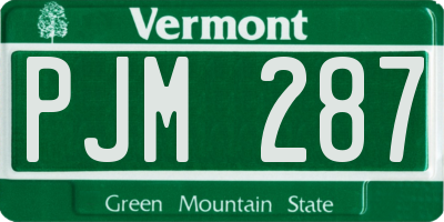 VT license plate PJM287