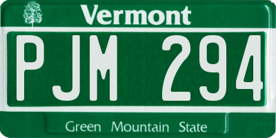 VT license plate PJM294