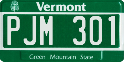 VT license plate PJM301