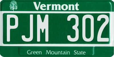 VT license plate PJM302