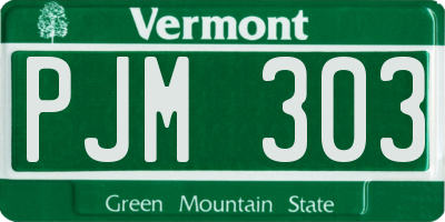 VT license plate PJM303