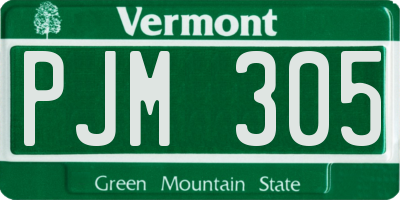 VT license plate PJM305