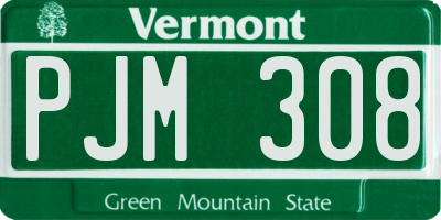 VT license plate PJM308