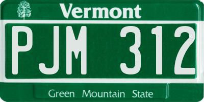 VT license plate PJM312