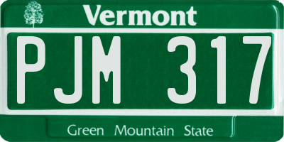 VT license plate PJM317