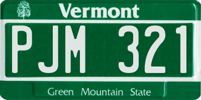 VT license plate PJM321