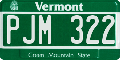 VT license plate PJM322