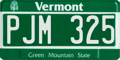 VT license plate PJM325