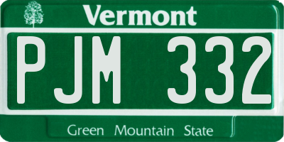 VT license plate PJM332