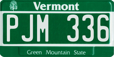 VT license plate PJM336