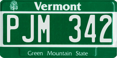 VT license plate PJM342