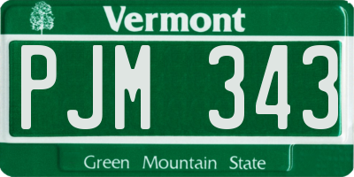 VT license plate PJM343