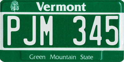 VT license plate PJM345