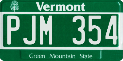 VT license plate PJM354