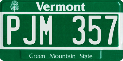 VT license plate PJM357