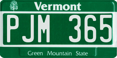 VT license plate PJM365