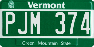 VT license plate PJM374