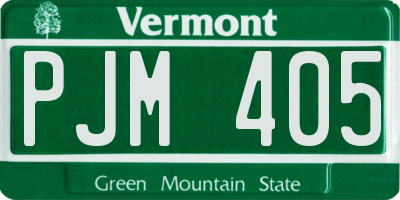 VT license plate PJM405