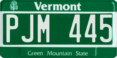 VT license plate PJM445