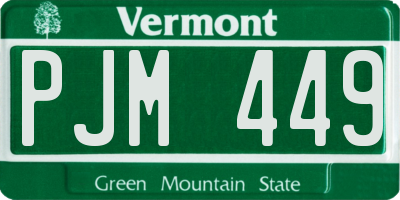 VT license plate PJM449