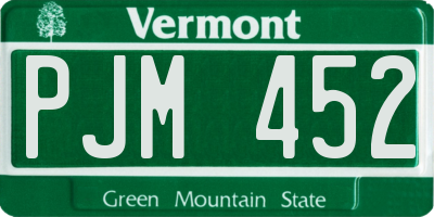 VT license plate PJM452